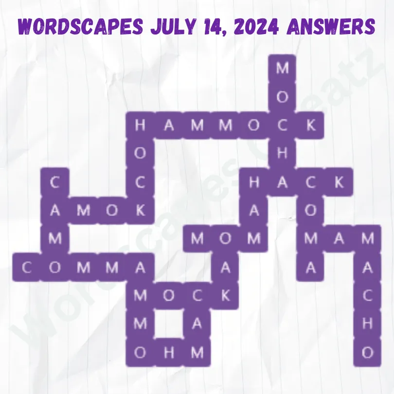 Wordscapes Daily Puzzle July 14, 2024 Answers