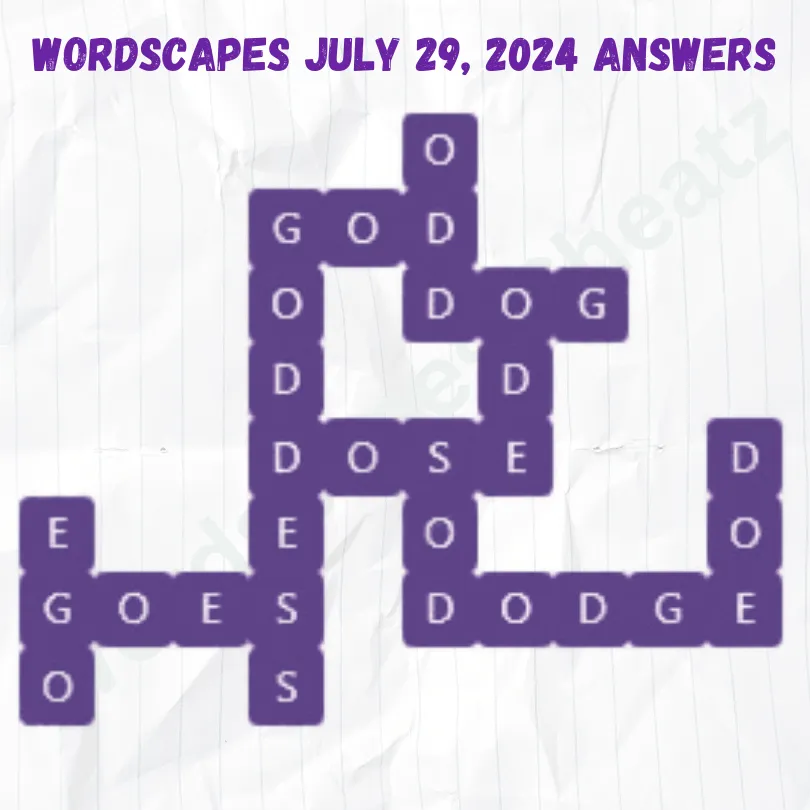 Wordscapes Daily Puzzle July 29, 2024 Answers