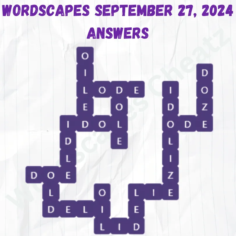 Wordscapes September 27 2024, Answers