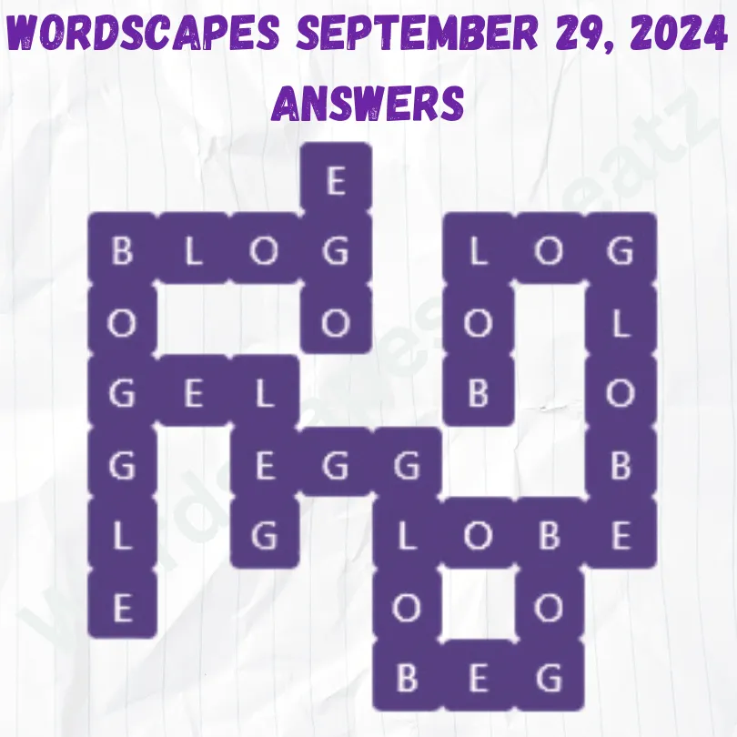 Wordscapes September 29 2024, Answers